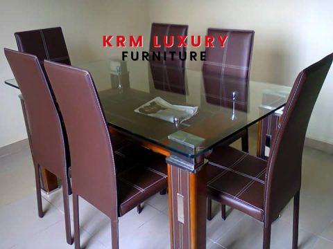 6 seater glass top dining set