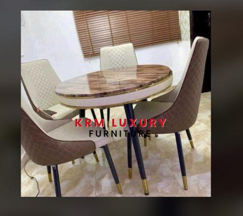 round marble 4 seater dining set